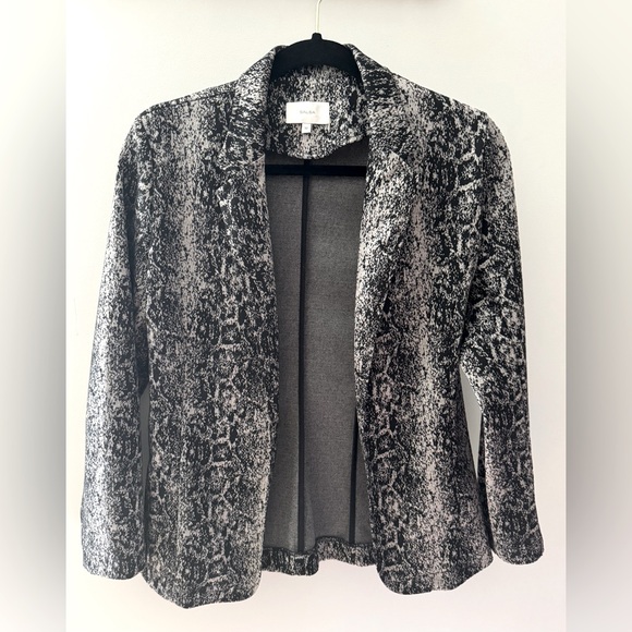 Vintage SALSA Black & Gray Knit Snakeskin Print Blazer Sweater Jacket Cardigan M - Picture 1 of 7